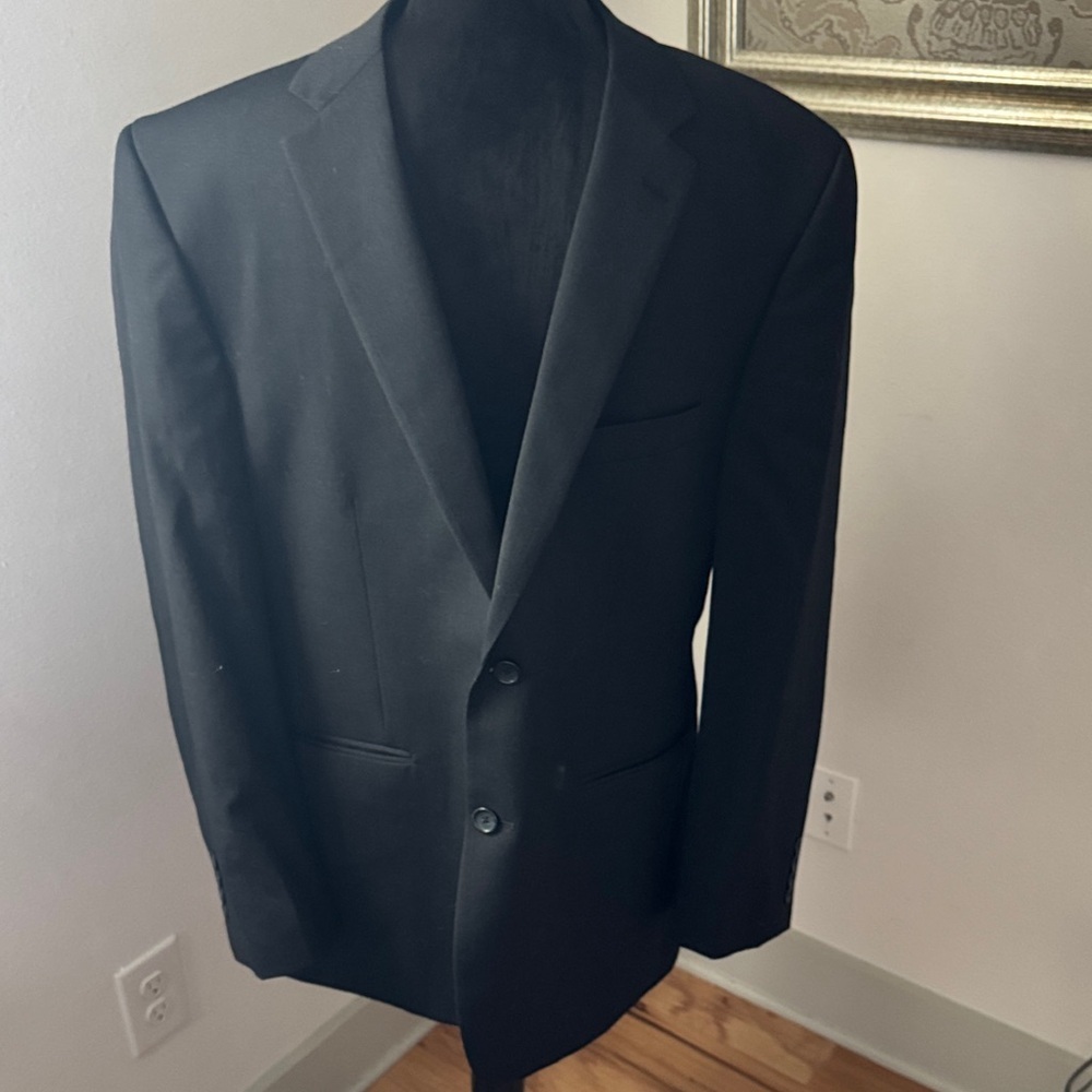 Pronto Uomo Platinum Black 100% wool‎ two button front blazer Sz 44R